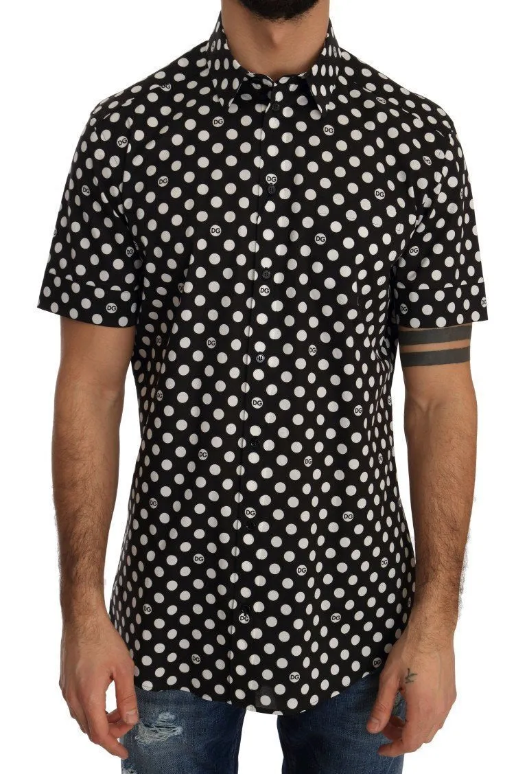 Black Cotton Stretch GOLD Slim Fit Shirt