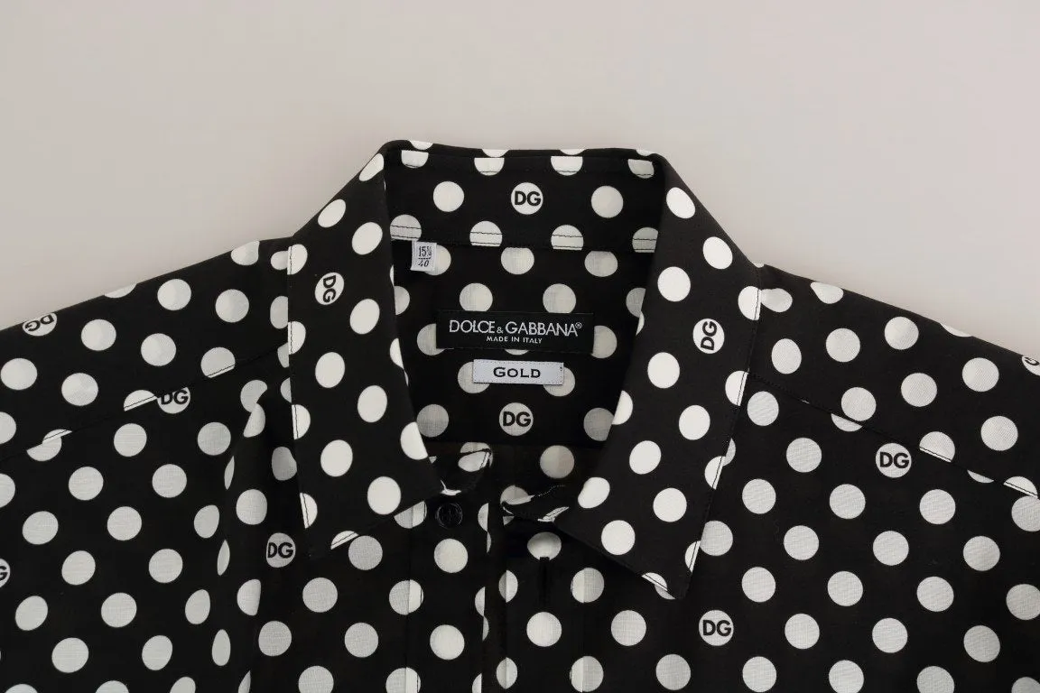 Black Cotton Stretch GOLD Slim Fit Shirt