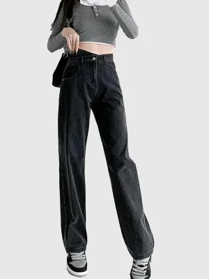 Black Criss Cross Waistband Denim
