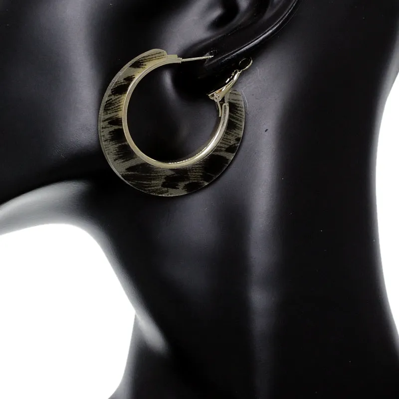 Black Feather Print Mini Hoop Earrings