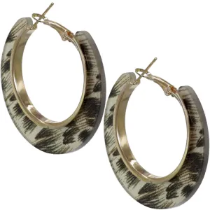 Black Feather Print Mini Hoop Earrings