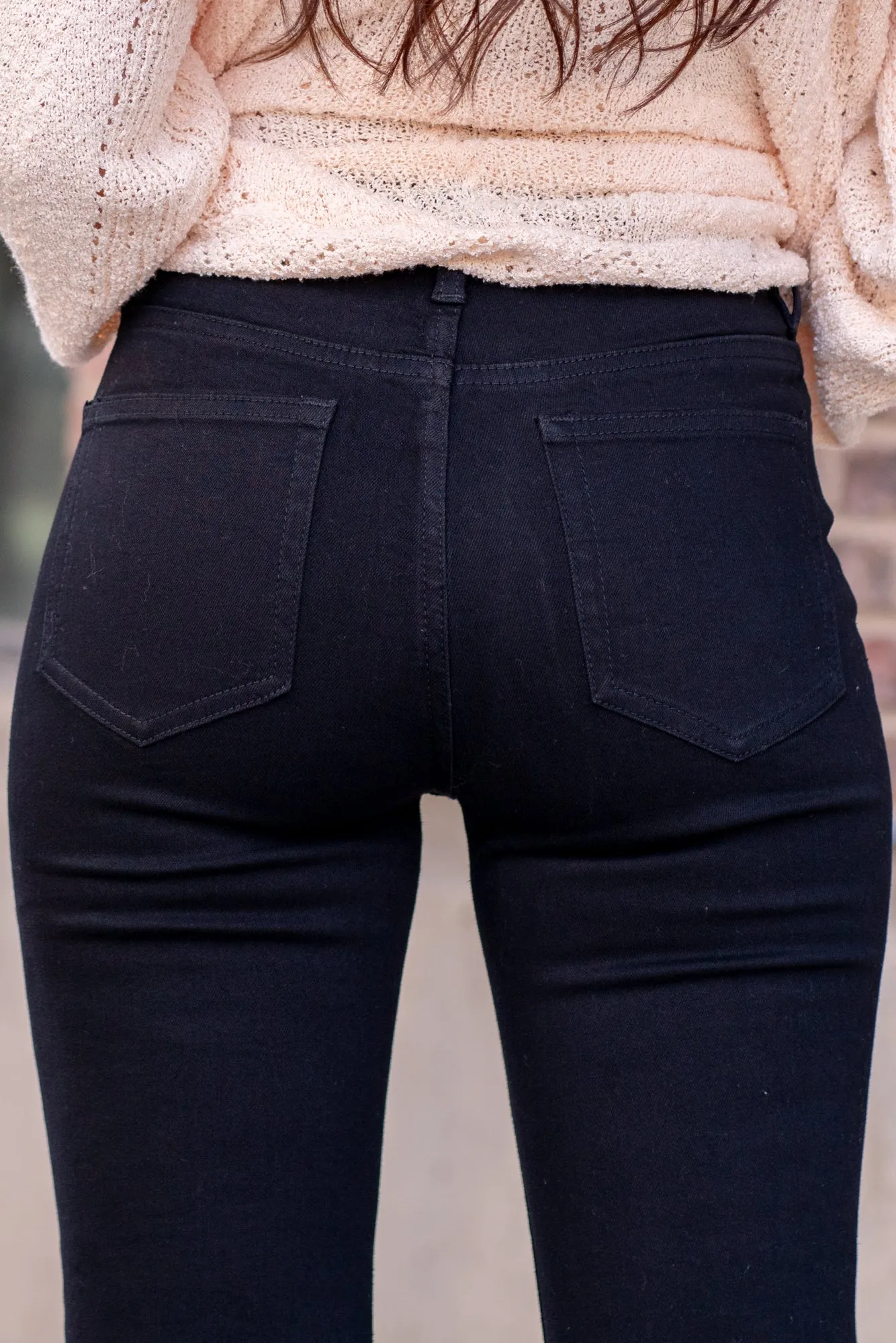 Black High Rise Cropped Straight