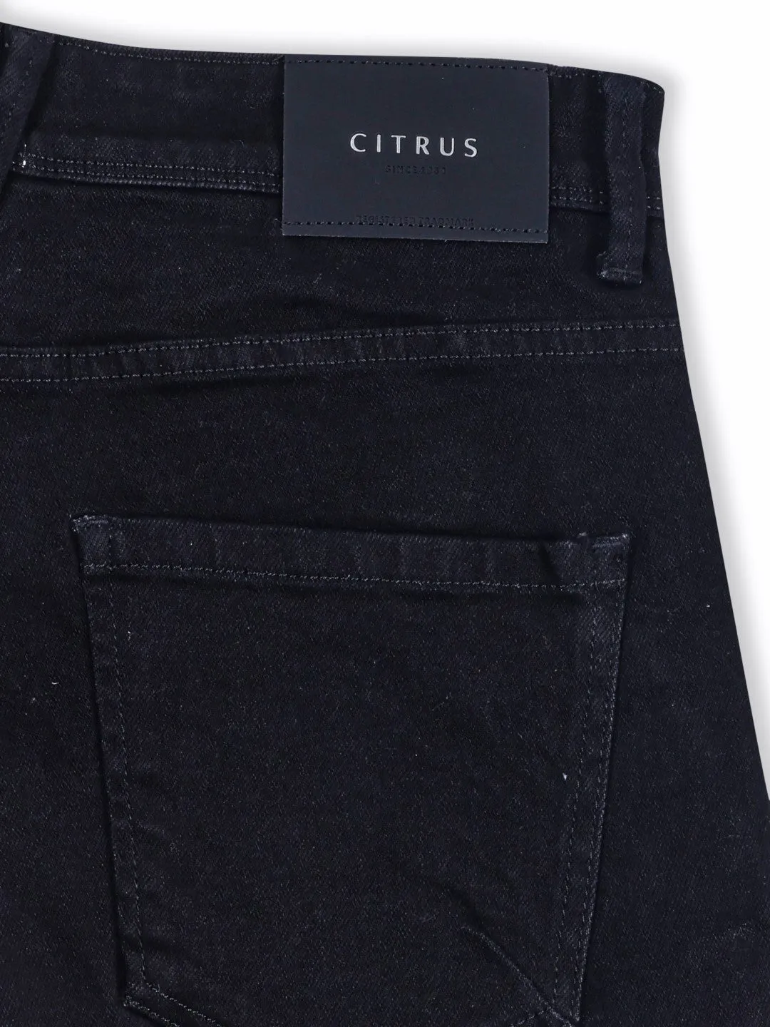 Black Plain Denim Shorts