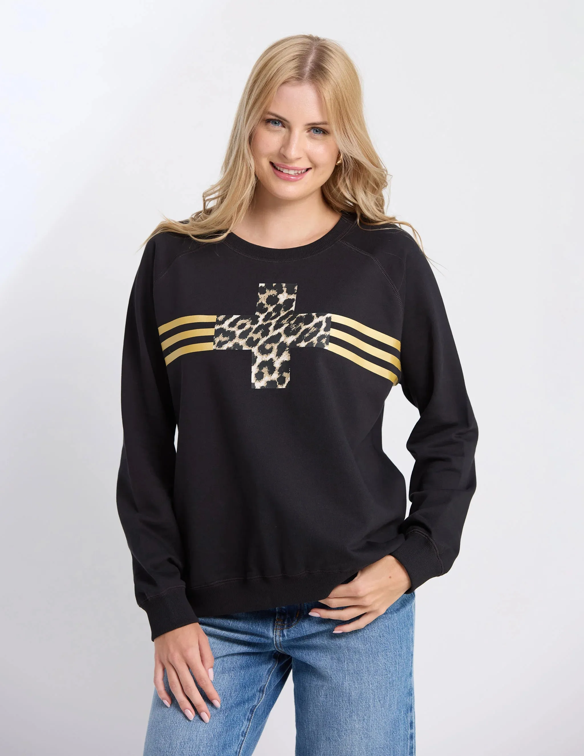 BLACK STAR CROSSED SWEATER
