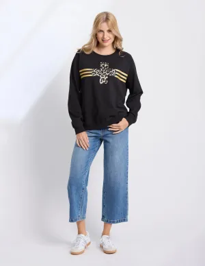 BLACK STAR CROSSED SWEATER