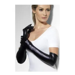 Black Wet Look Gloves