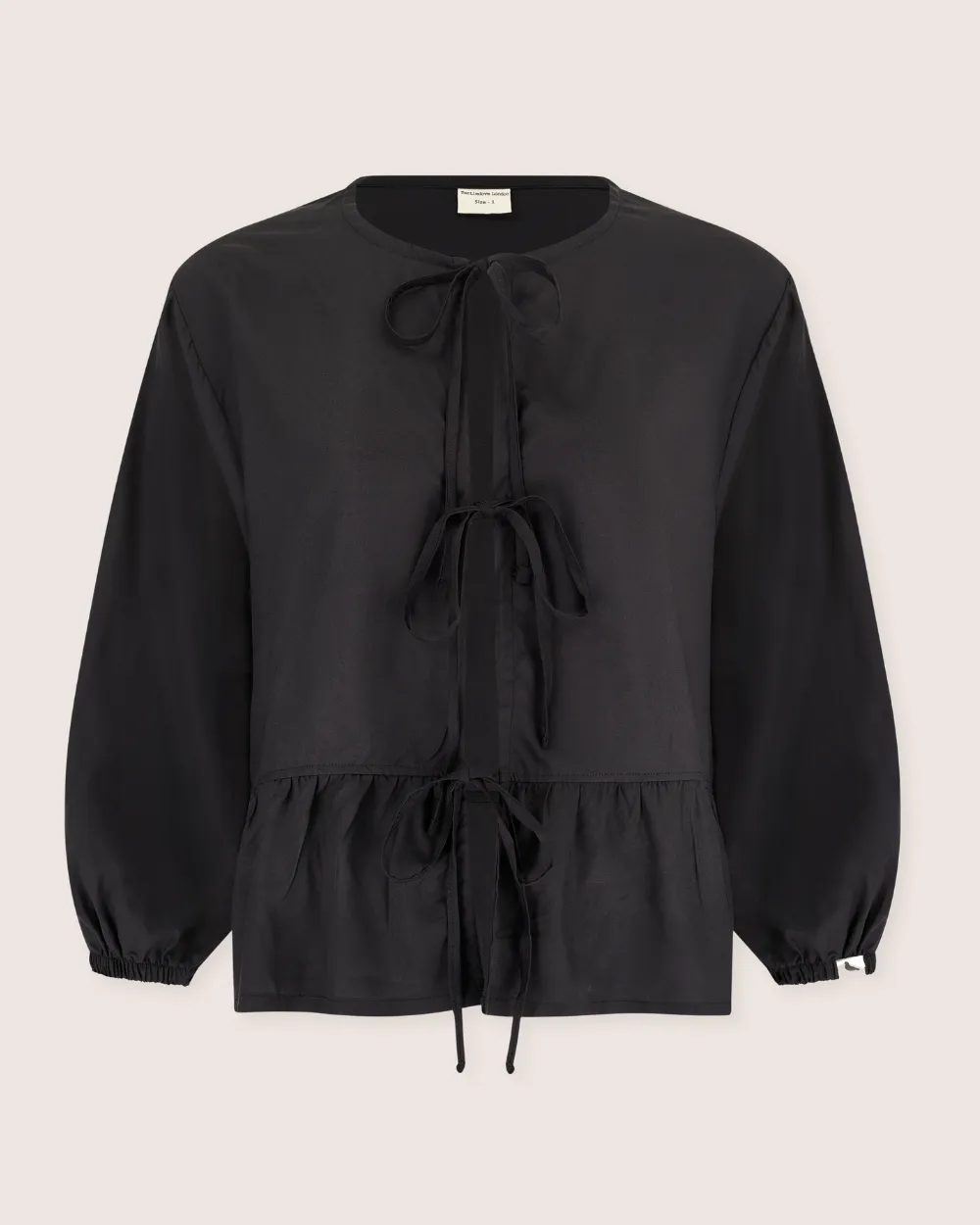 Blake Black Viscose Tie Blouse Top