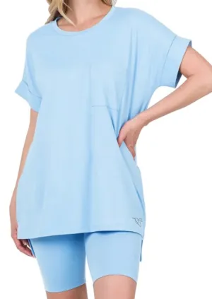 BLUE BUTTERY SOFT BIKER SHORTS