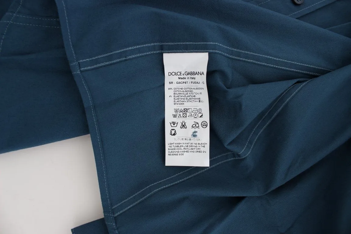 Blue Cotton Stretch SICILIA Dress Shirt