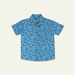 Blue Fish Print Shirt