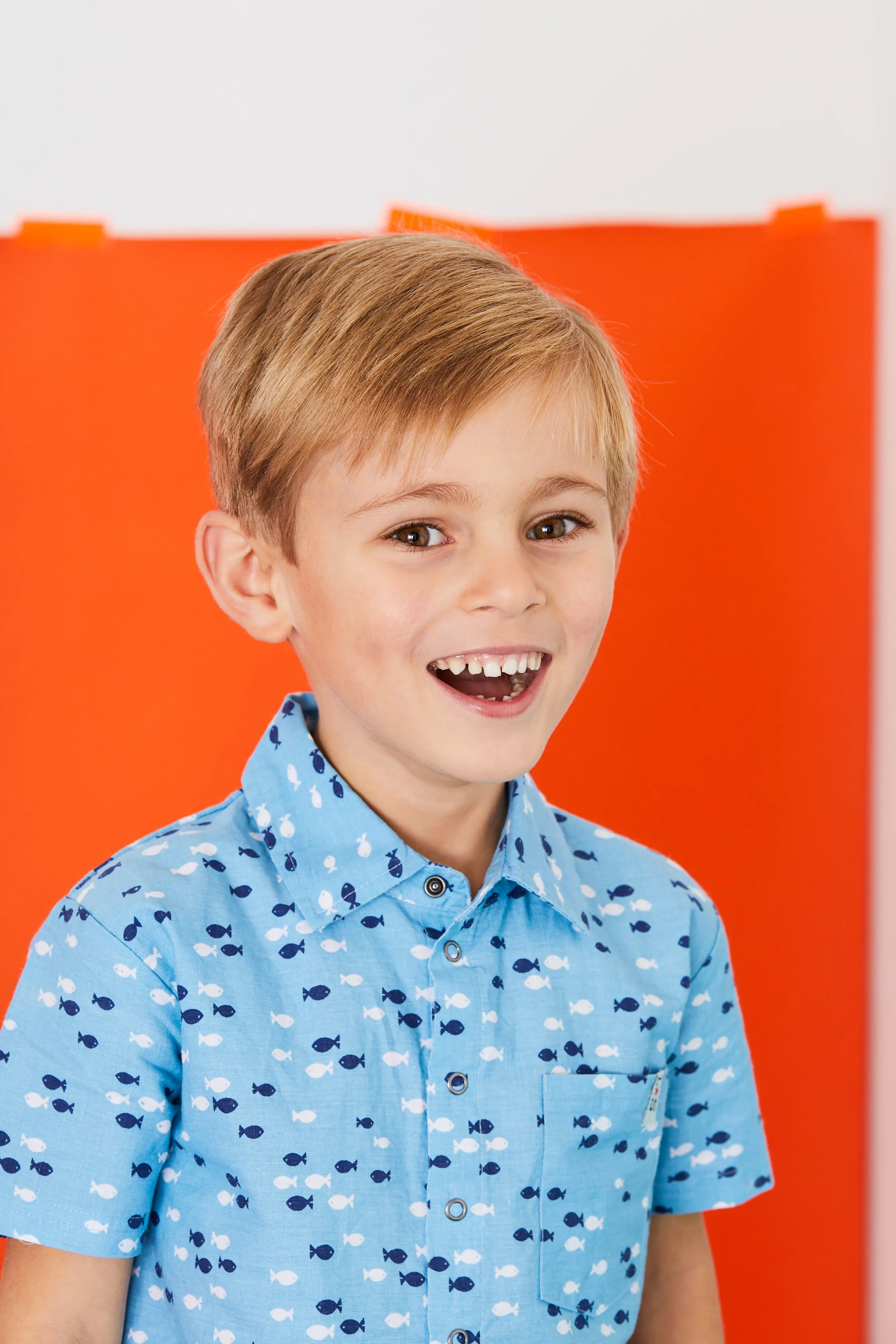 Blue Fish Print Shirt