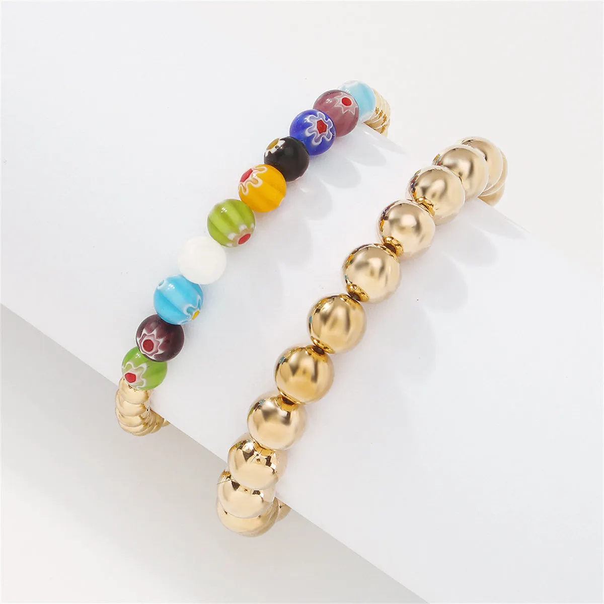 Blue Resin & 18K Gold-Plated Bead Stretch Bracelet Set