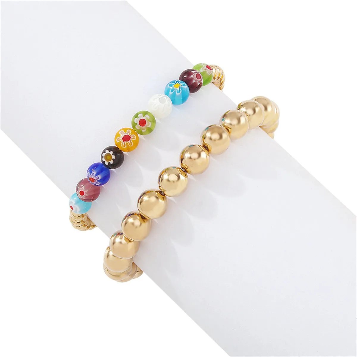 Blue Resin & 18K Gold-Plated Bead Stretch Bracelet Set