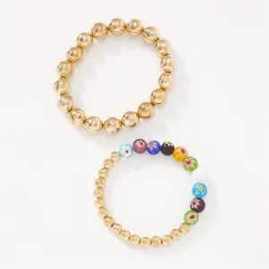 Blue Resin & 18K Gold-Plated Bead Stretch Bracelet Set