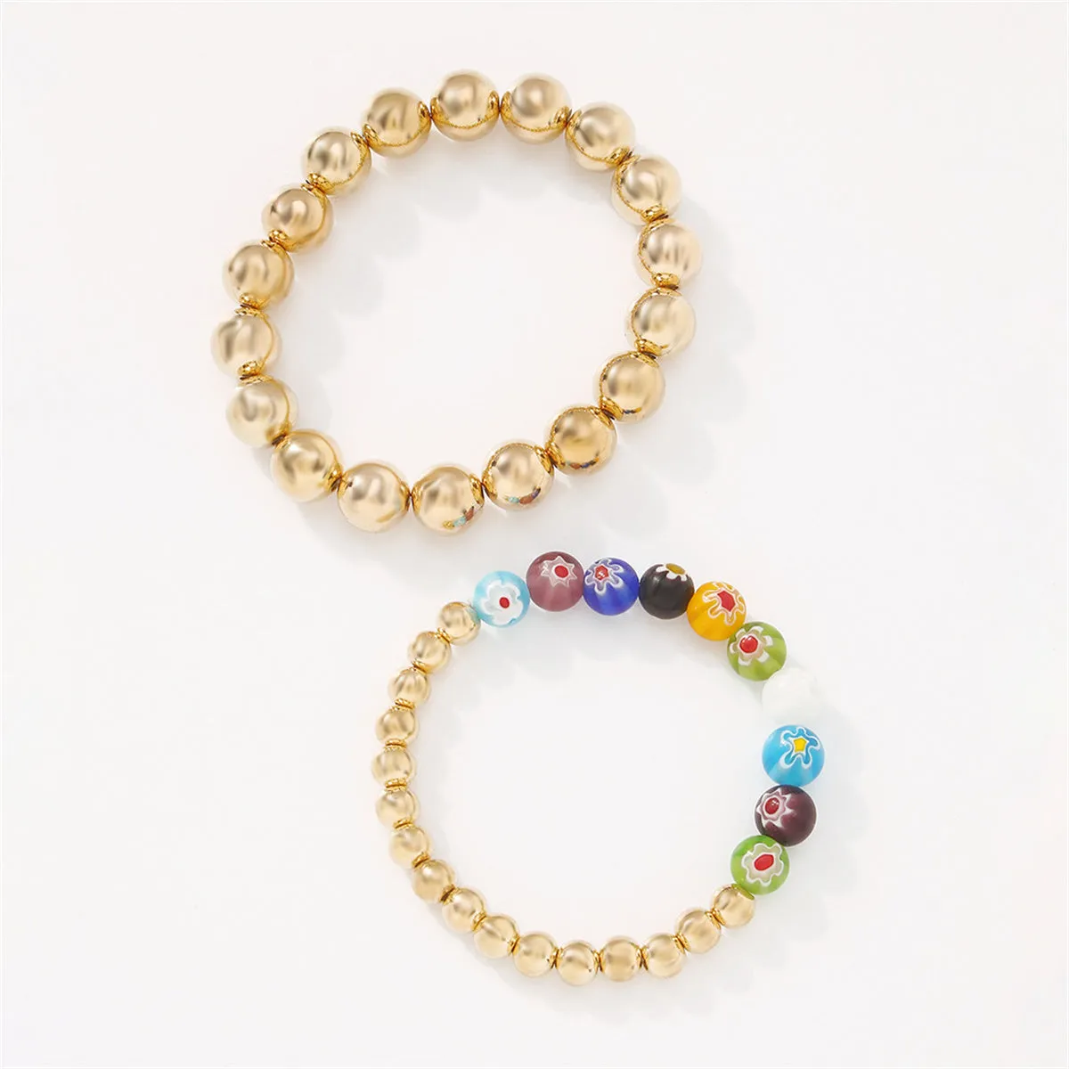 Blue Resin & 18K Gold-Plated Bead Stretch Bracelet Set