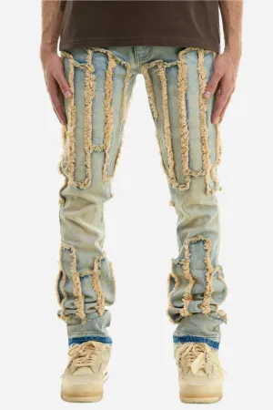 Blue Vintage Panel Stacked Jeans - Stacked Fit