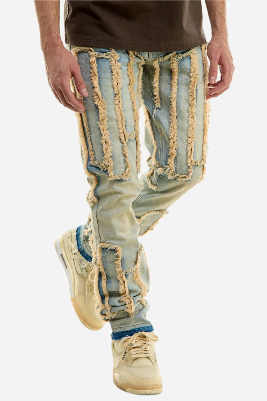 Blue Vintage Panel Stacked Jeans - Stacked Fit