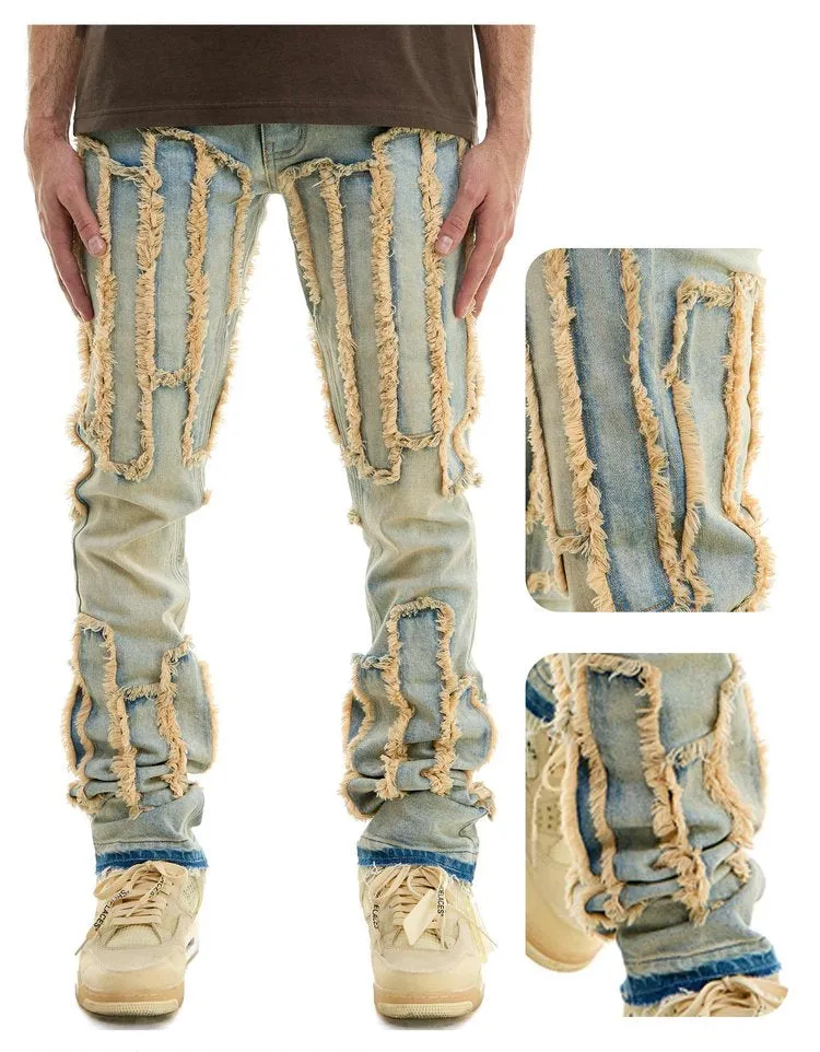 Blue Vintage Panel Stacked Jeans - Stacked Fit
