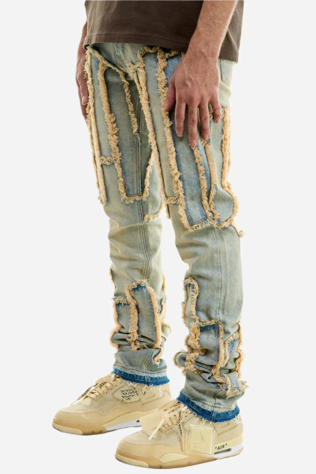 Blue Vintage Panel Stacked Jeans - Stacked Fit