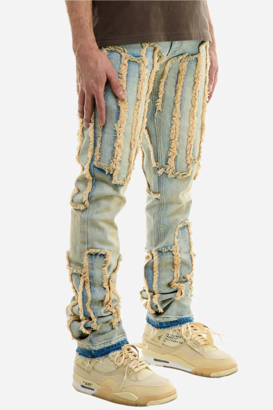 Blue Vintage Panel Stacked Jeans - Stacked Fit