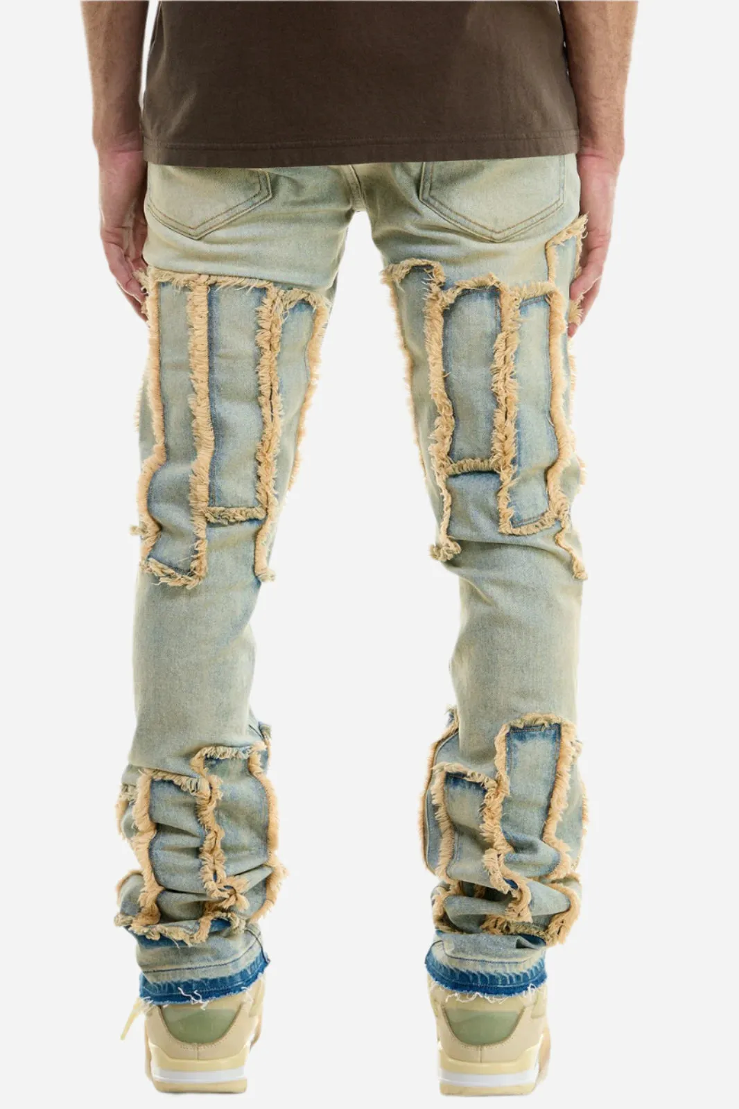 Blue Vintage Panel Stacked Jeans - Stacked Fit