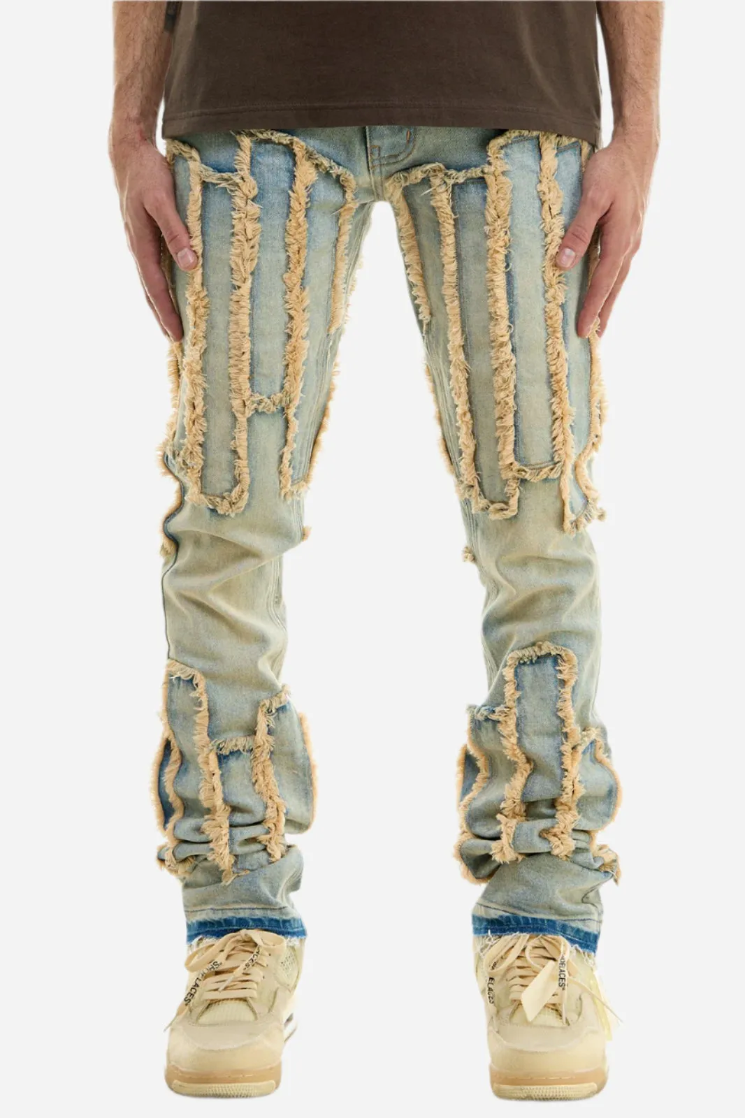 Blue Vintage Panel Stacked Jeans - Stacked Fit