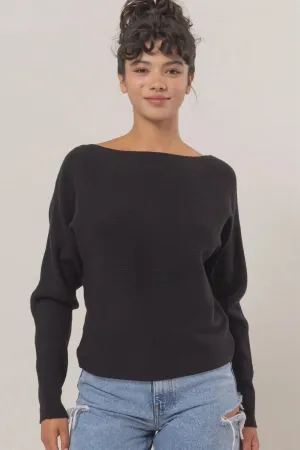 BOAK NECKLINE LONG SLEEVE SWEATER