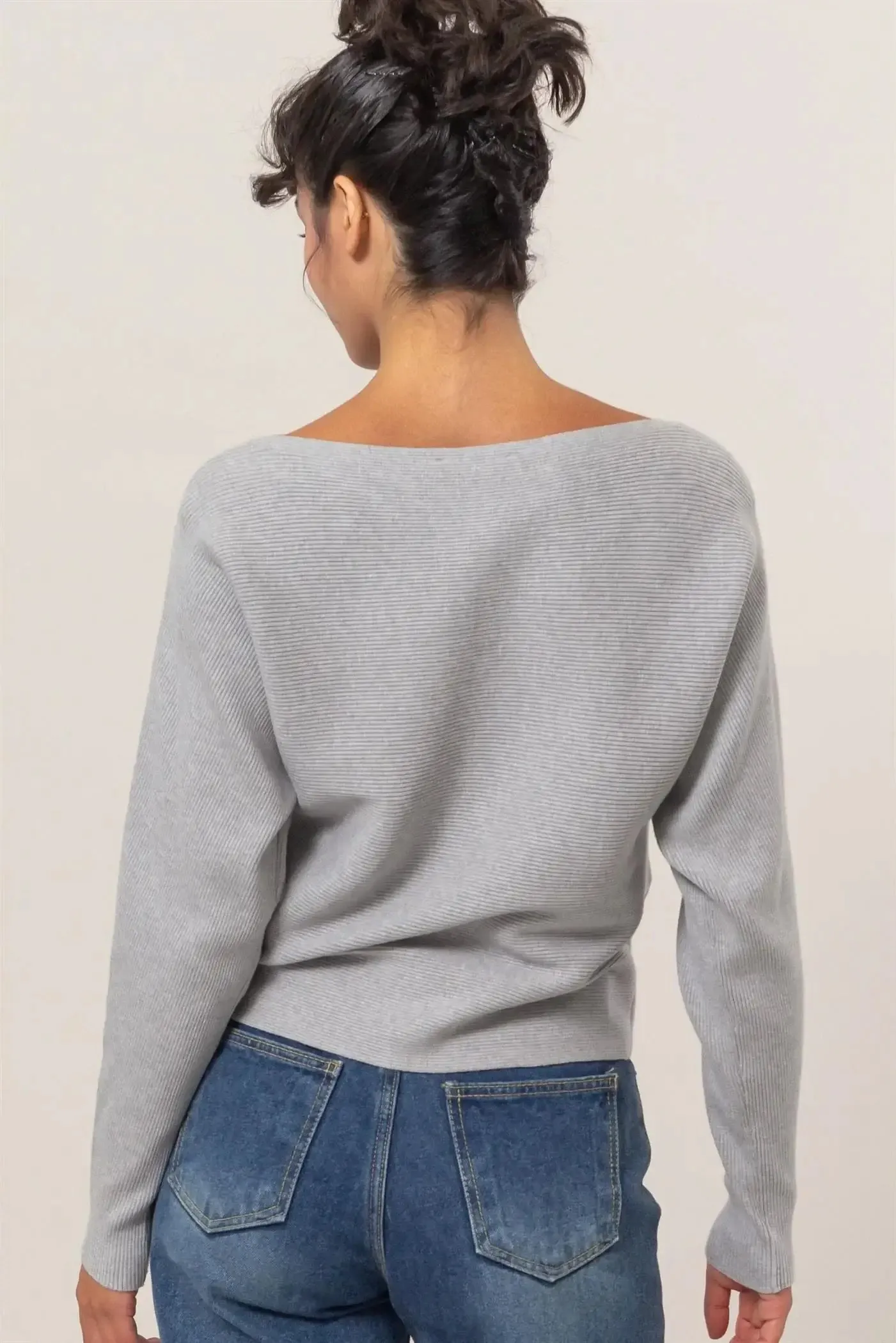 BOAK NECKLINE LONG SLEEVE SWEATER