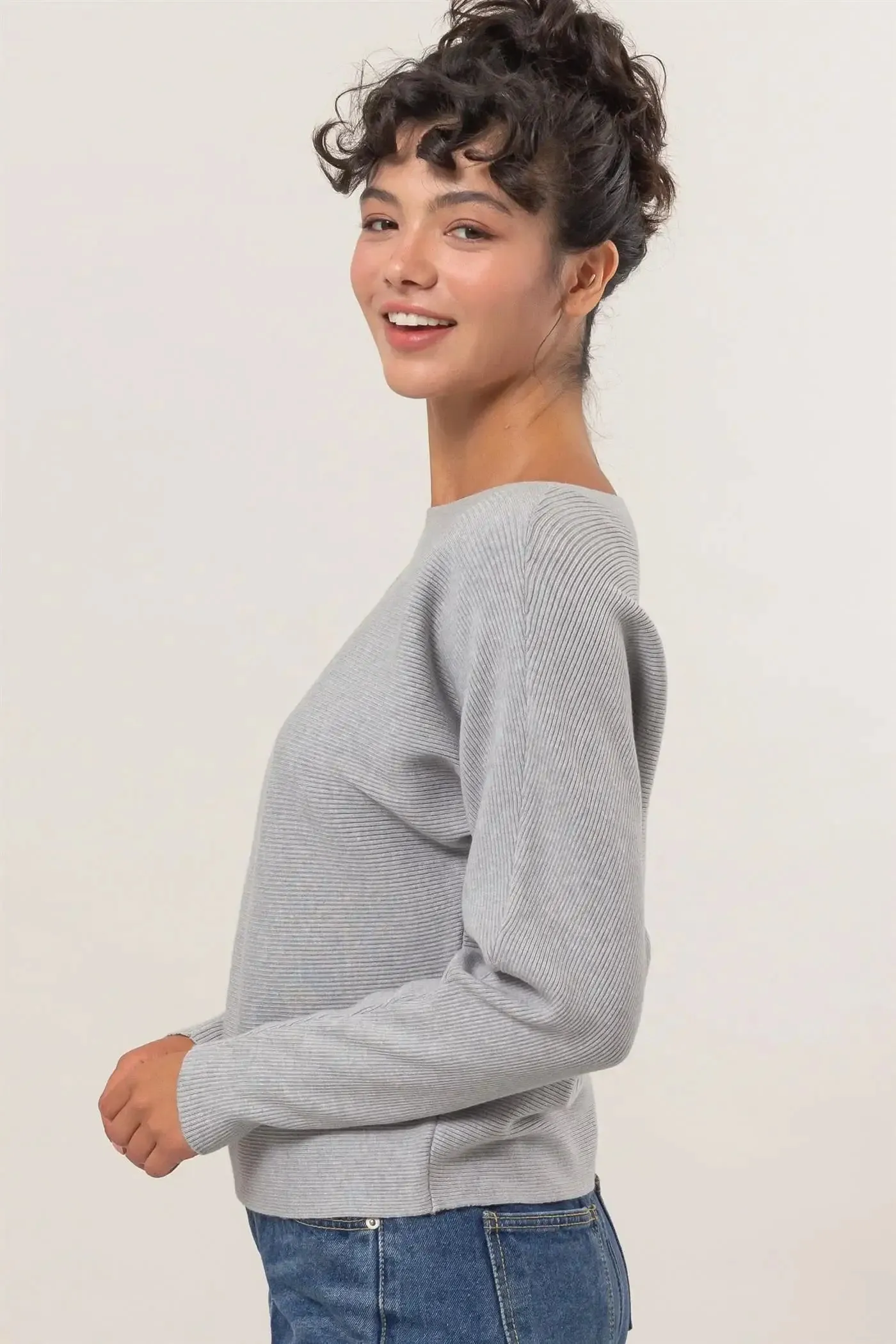 BOAK NECKLINE LONG SLEEVE SWEATER