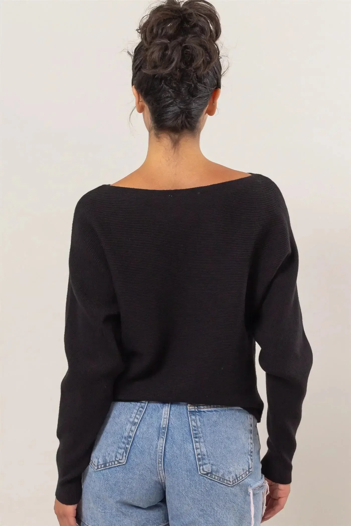 BOAK NECKLINE LONG SLEEVE SWEATER