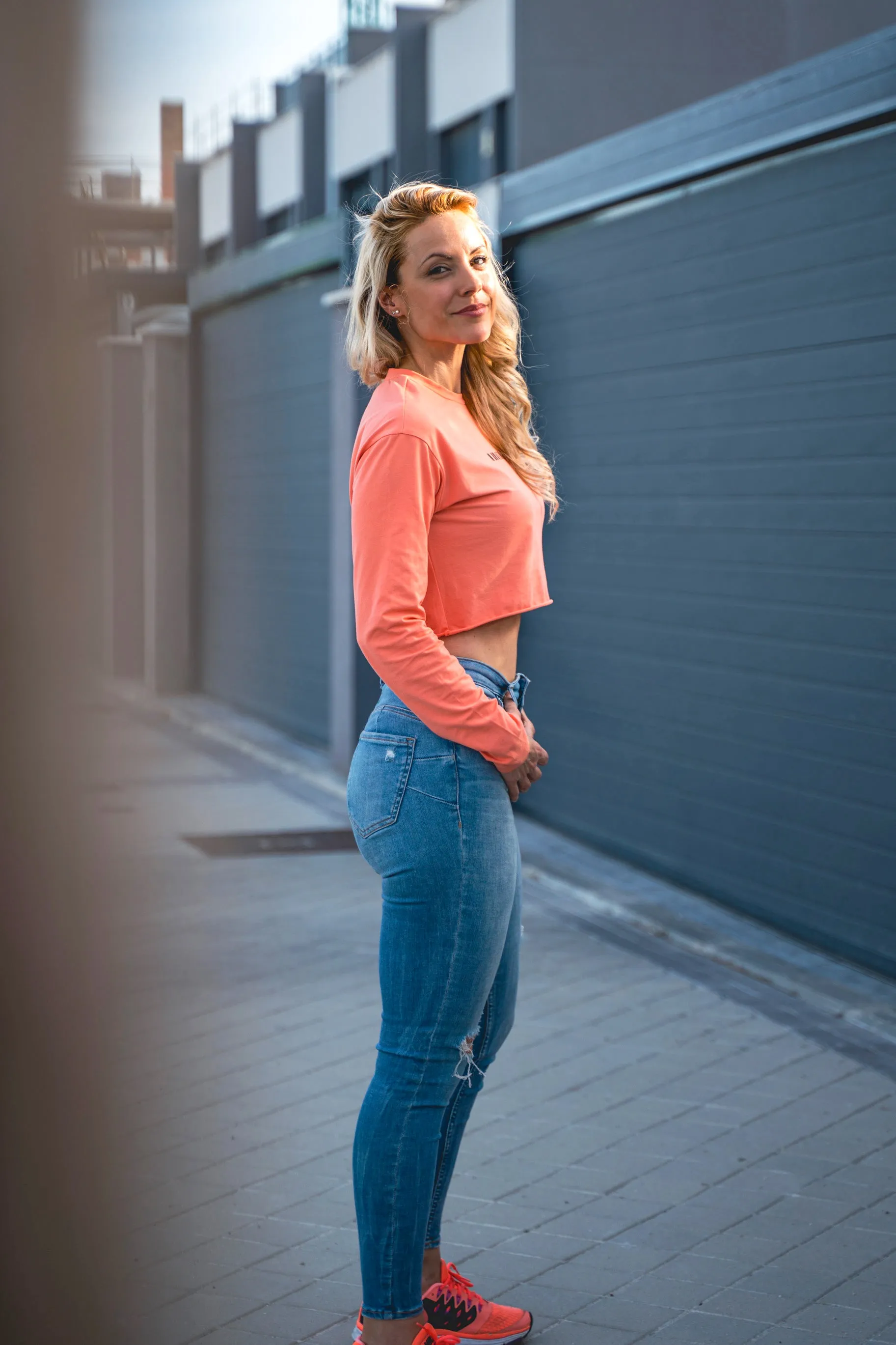 Breeze Crop Top LS - Peach