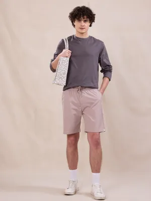 Brown Cotton Stretch Shorts