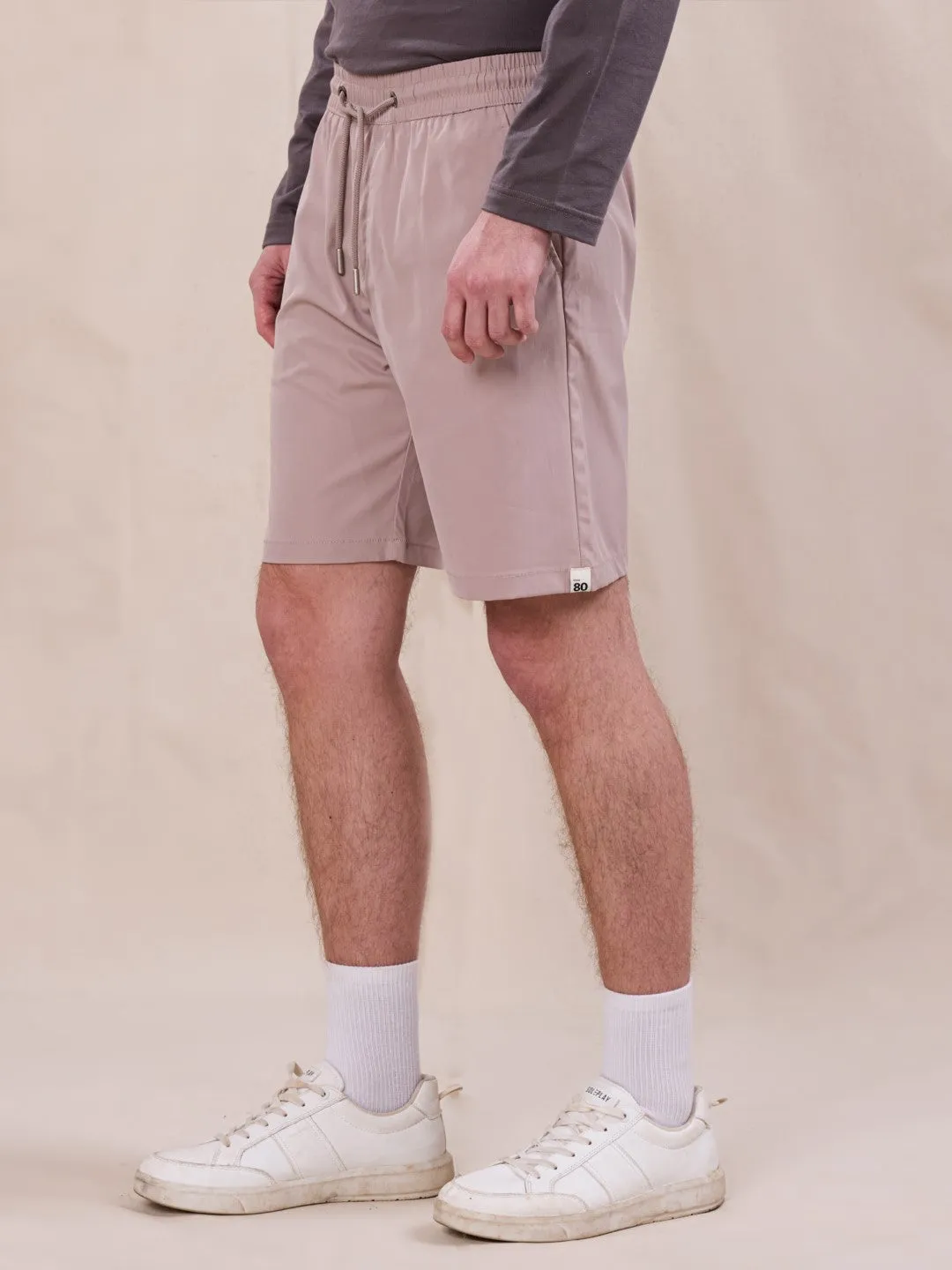 Brown Cotton Stretch Shorts