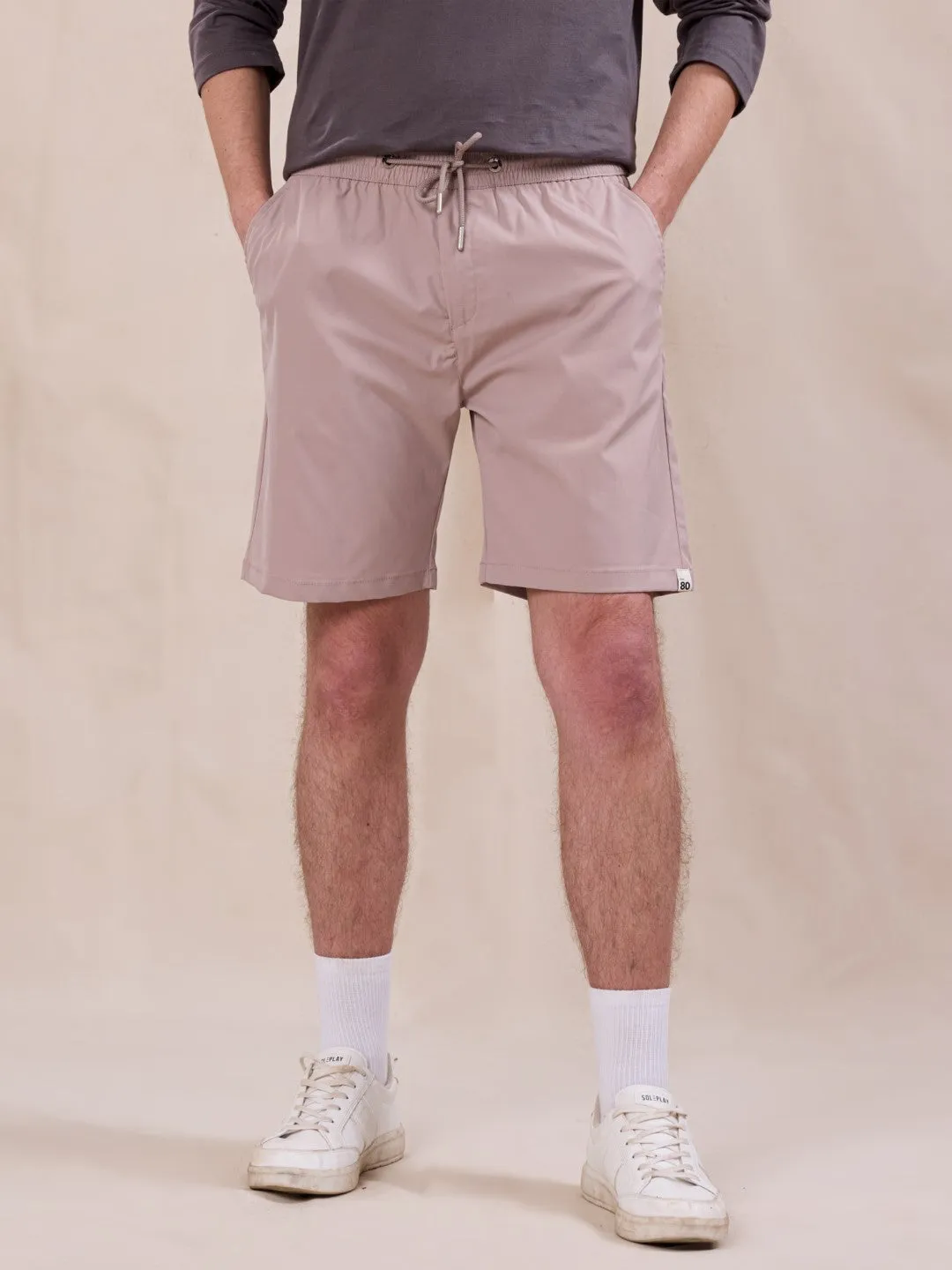 Brown Cotton Stretch Shorts