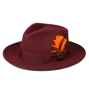 Burgundy Fedora 100% Australian Wool Crushable Hat