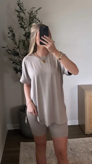 Butter Biker Shorts Set / Ash Mocha