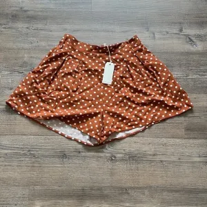 By Together Polka Dot High-Rise High Waist Pleated Shorts in Camel NWT size M