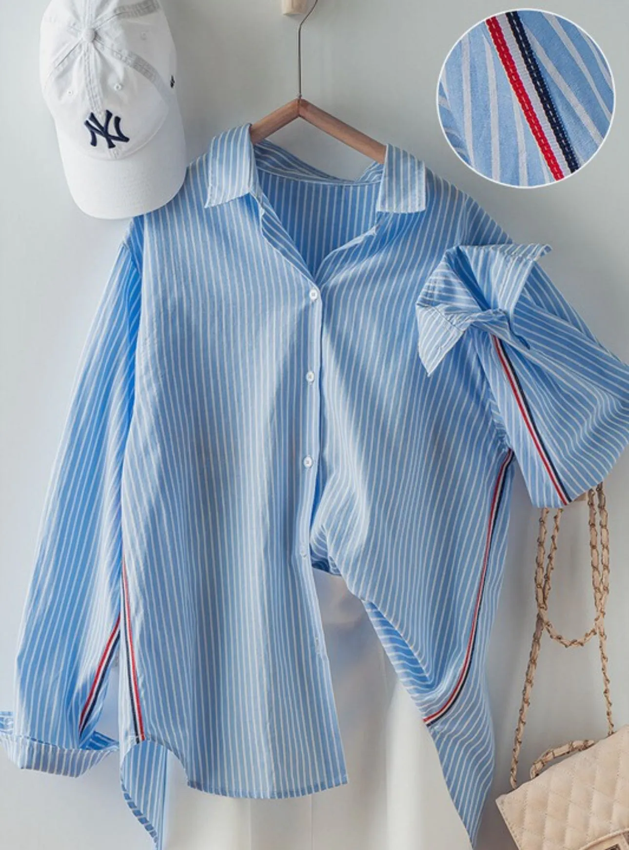 Carrie Button Down Oversized Strip Shirt