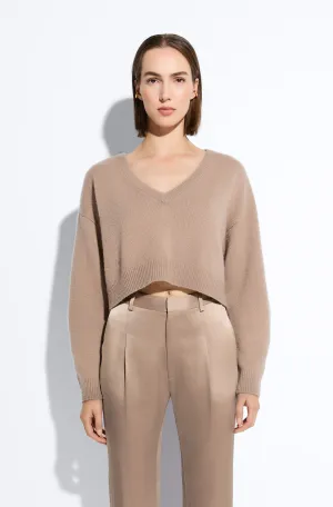 Cashmere Cropped V Neck Sweater