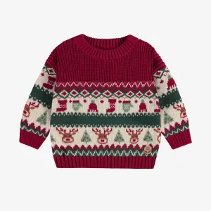 Chandail en tricot à motifs des fêtes, bébé || Knit sweater with holiday all over print, baby
