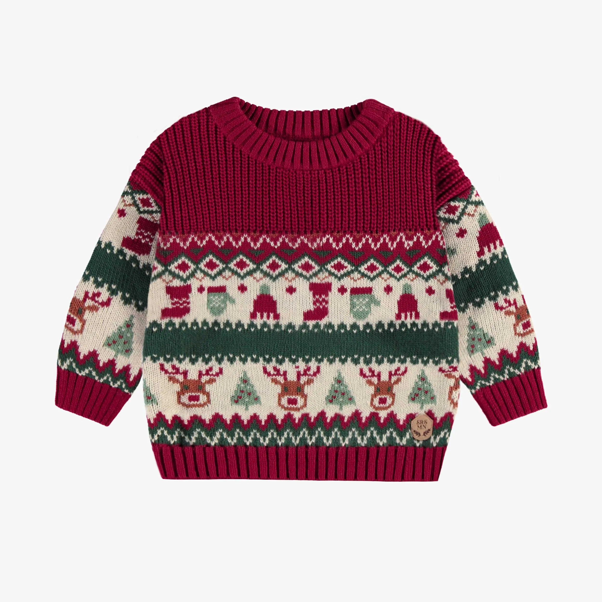 Chandail en tricot à motifs des fêtes, bébé || Knit sweater with holiday all over print, baby