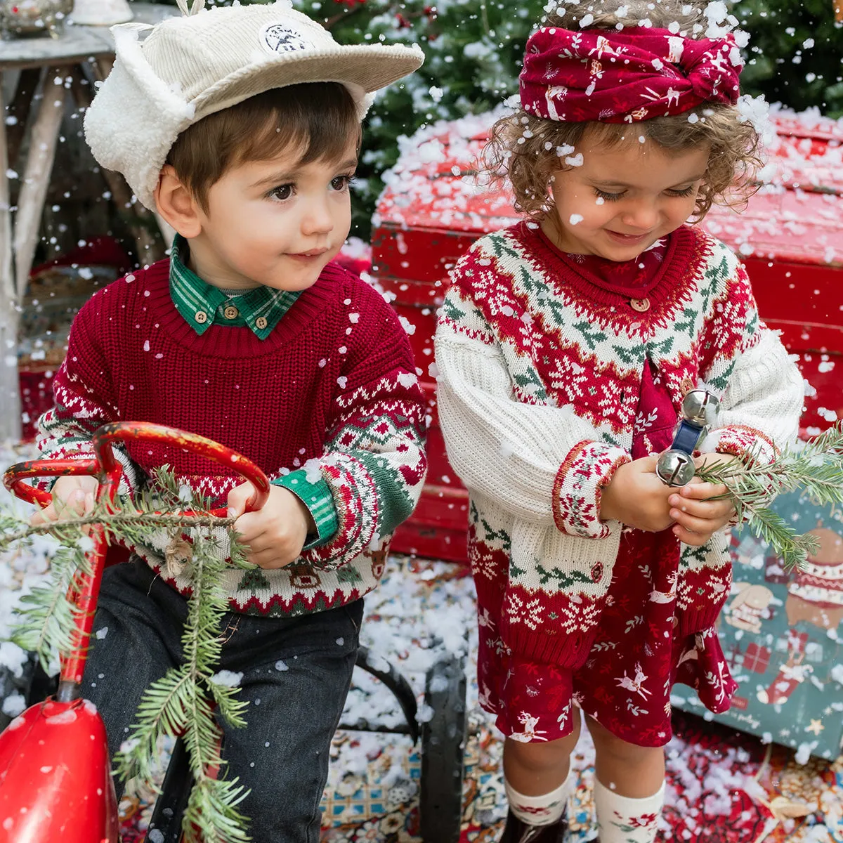 Chandail en tricot à motifs des fêtes, bébé || Knit sweater with holiday all over print, baby