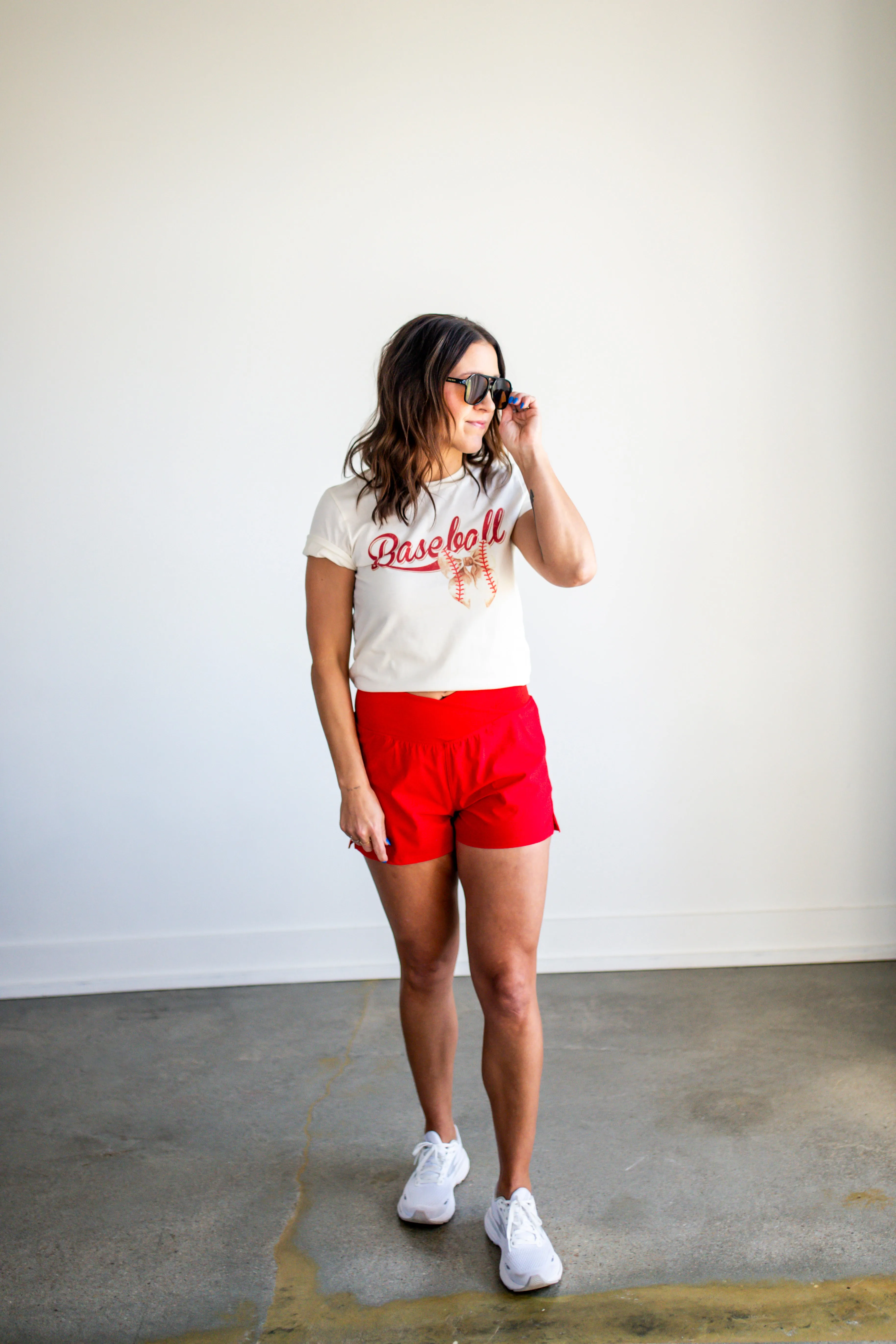 Cherry Crossover Waist Running Shorts