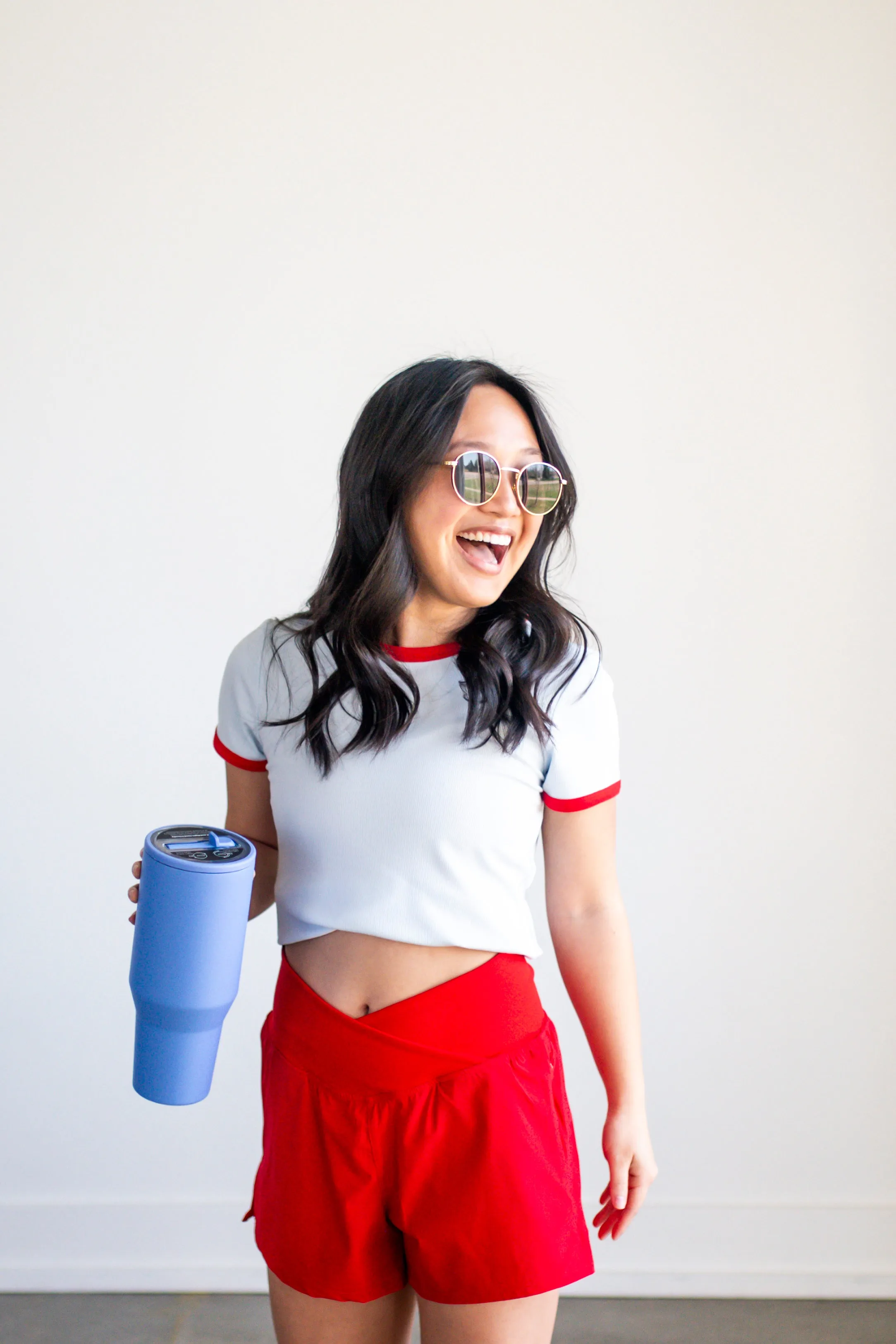Cherry Crossover Waist Running Shorts