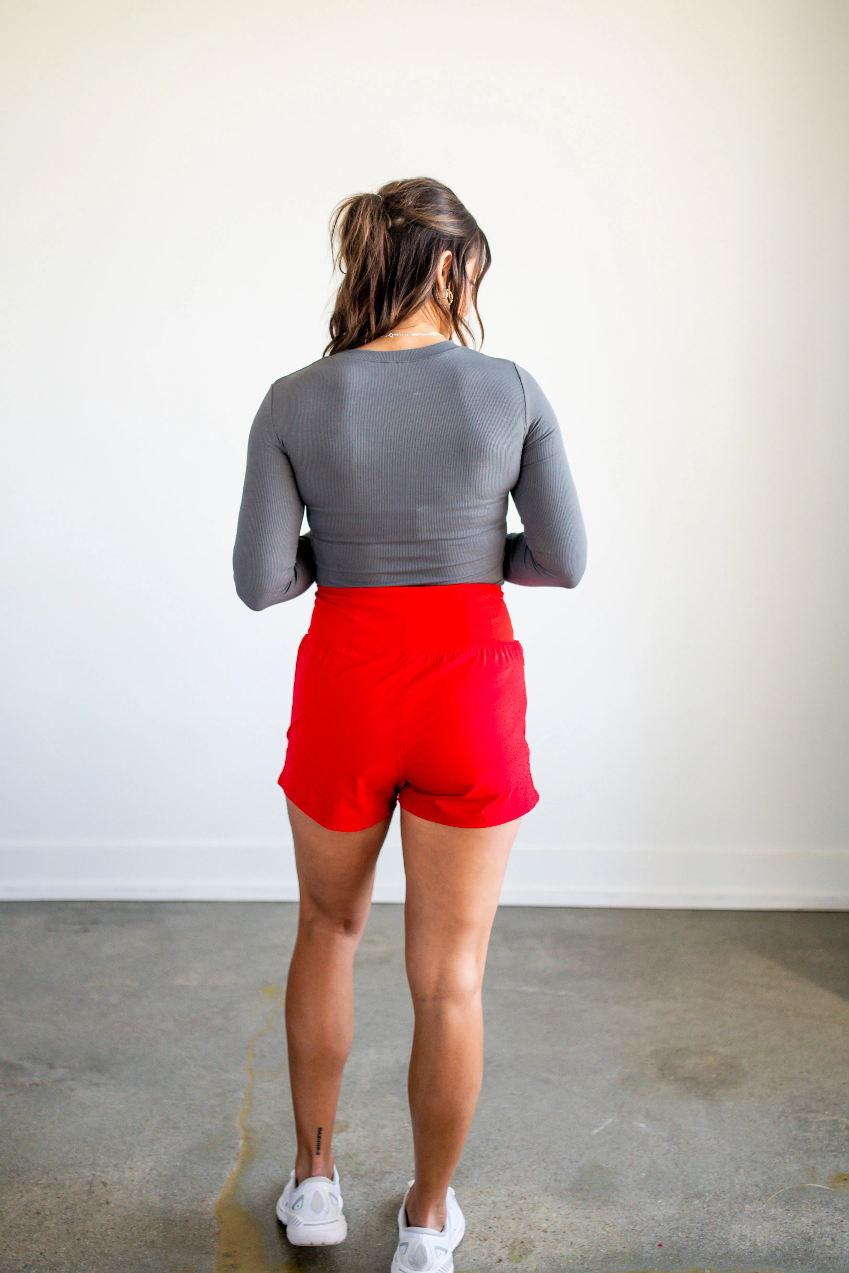 Cherry Crossover Waist Running Shorts