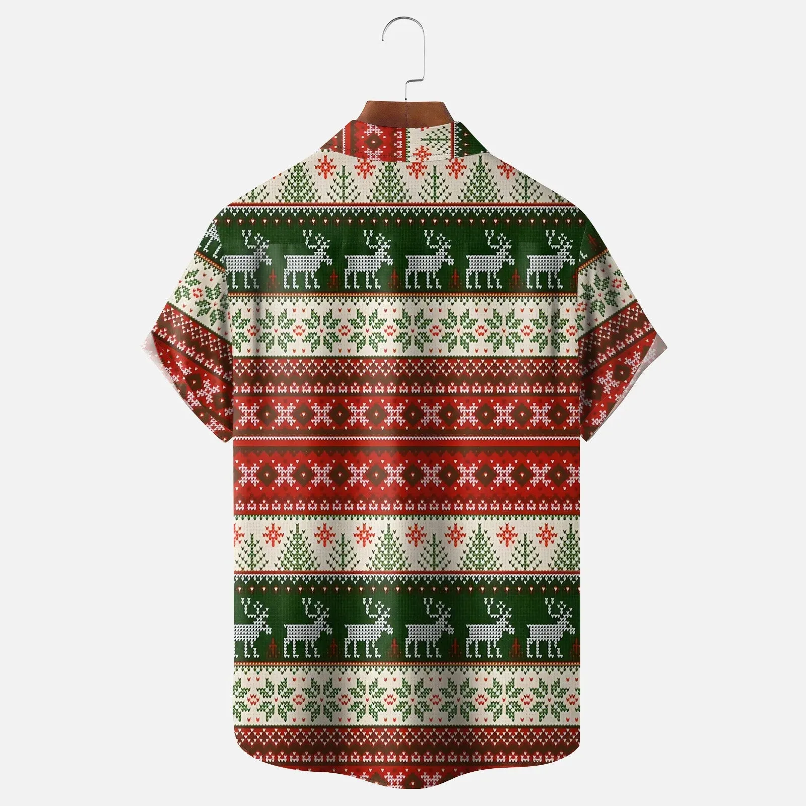 Christmas Rooster Funny Cartoon Breast Pocket Casual Shirt