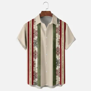 Christmas Snowflake Chest Pocket Bowling Shirt