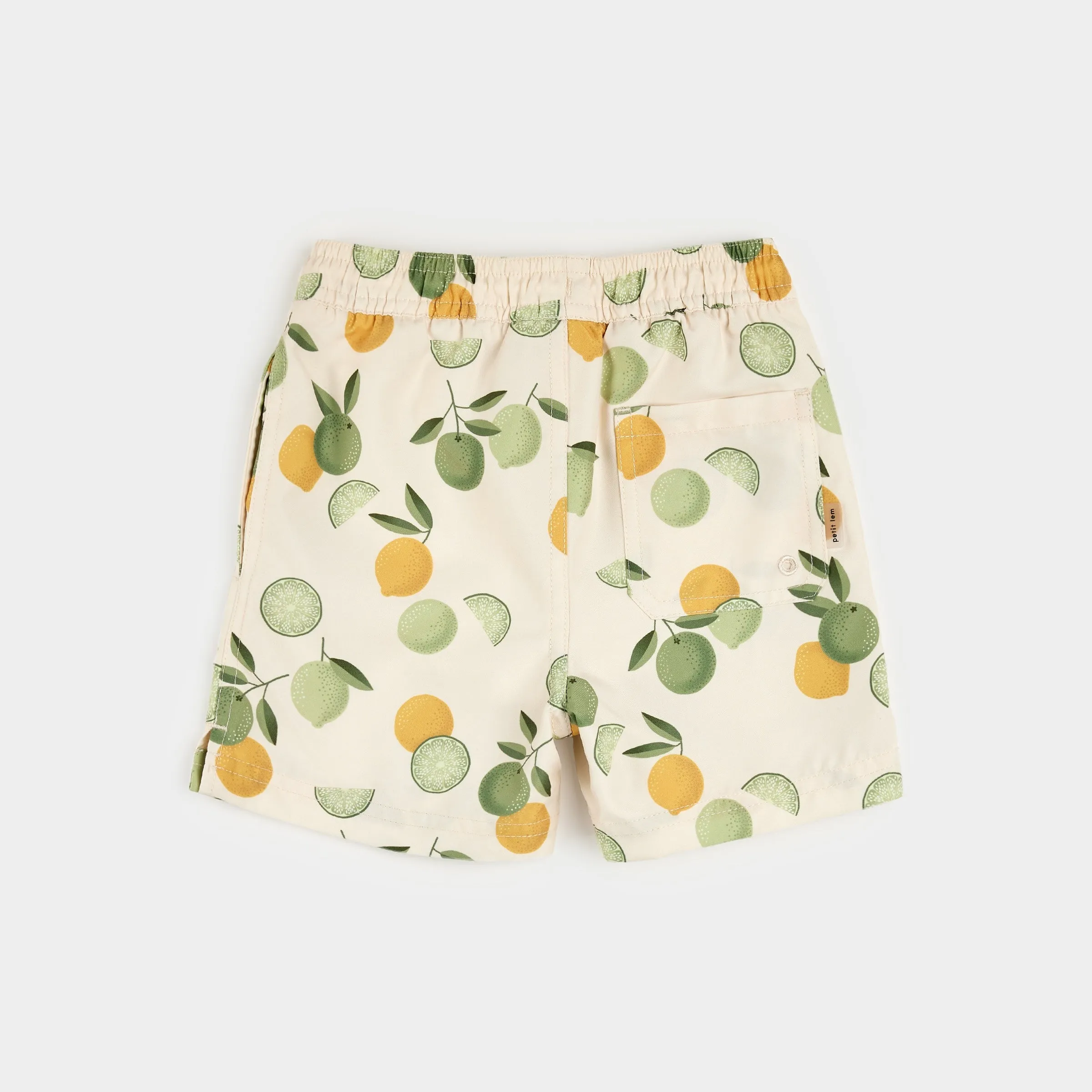 Citrus Print on Antique White Swim Trunks