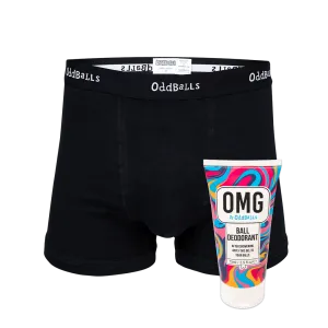 Classic Black - Mens Boxer Shorts & Ball Deodorant Bundle