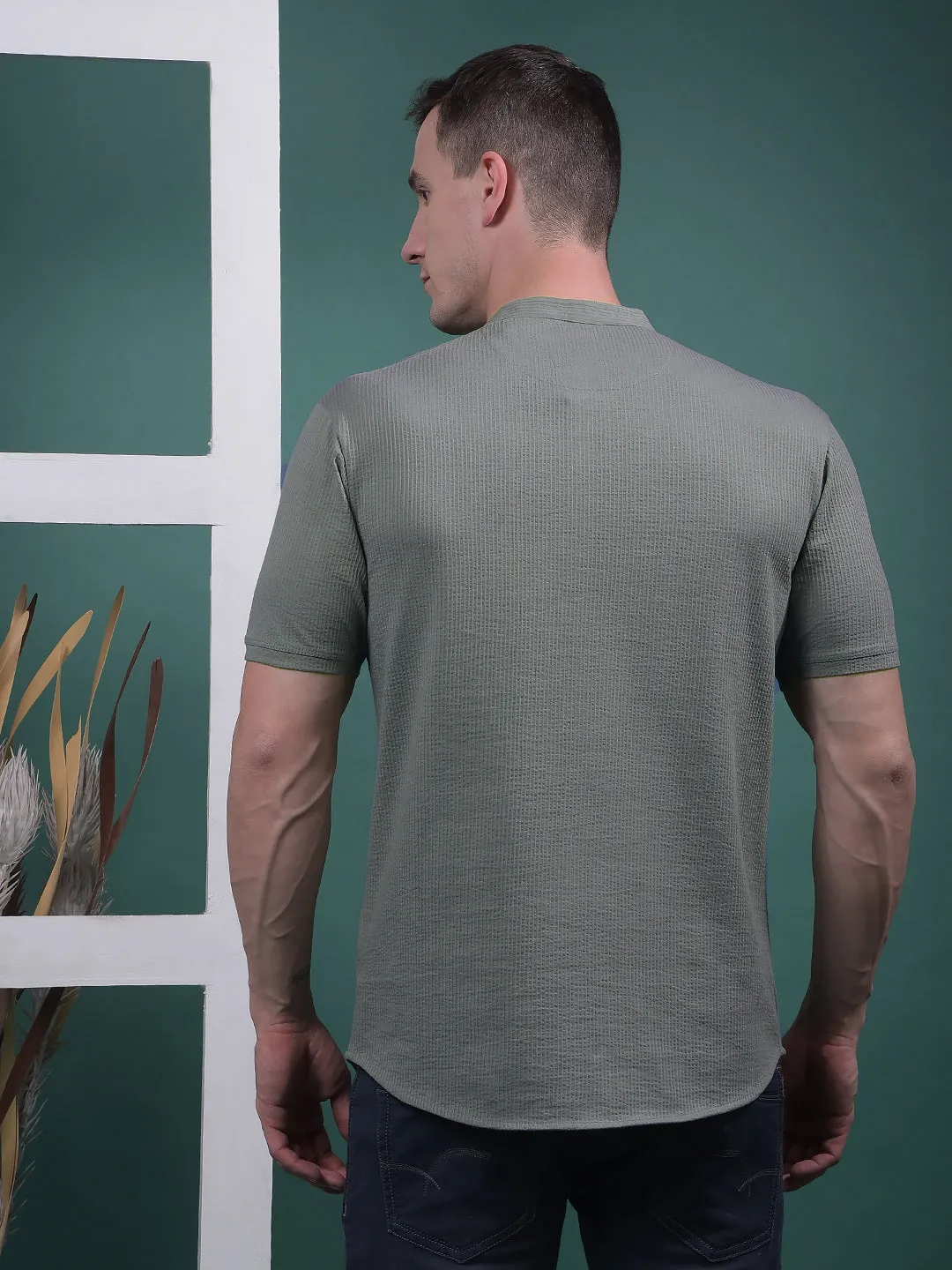 COBB SOLID OLIVE ROUND NECK T-SHIRT
